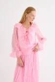 Yakası Fırfırlı Bluz Soft Pembe Soft Pembe