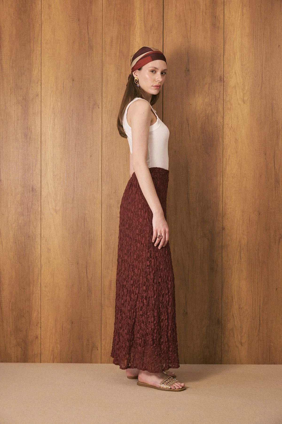 A Kesim Dantel Etek Bordo - 5