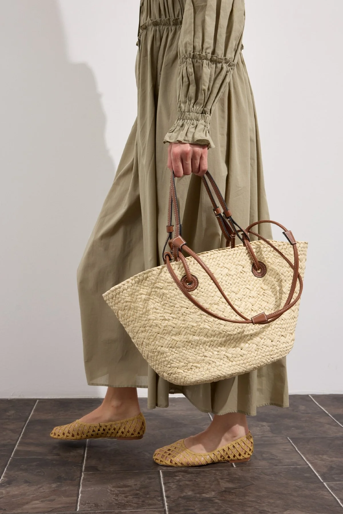 Aluna Tote Hasır Çanta Bej - 7
