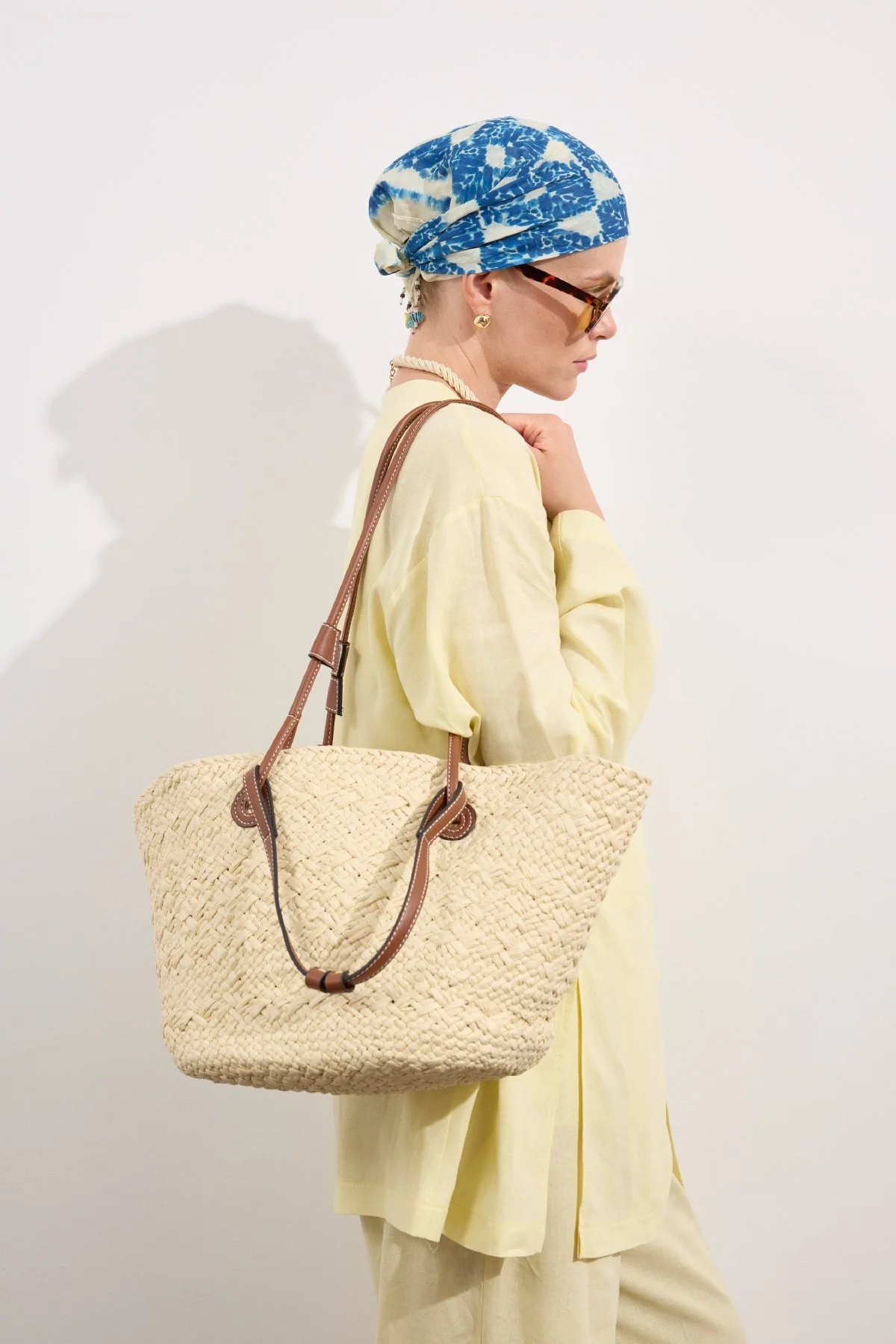 Aluna Tote Hasır Çanta Bej - 5