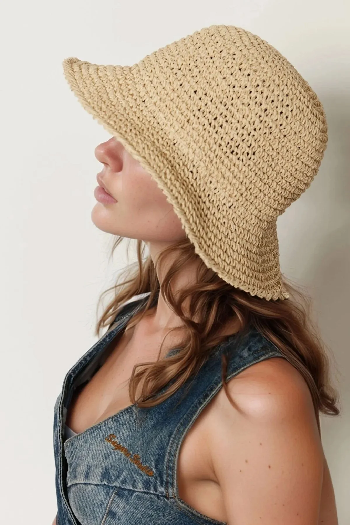 Basic Örgü Bucket Hasır Şapka Bej - 1
