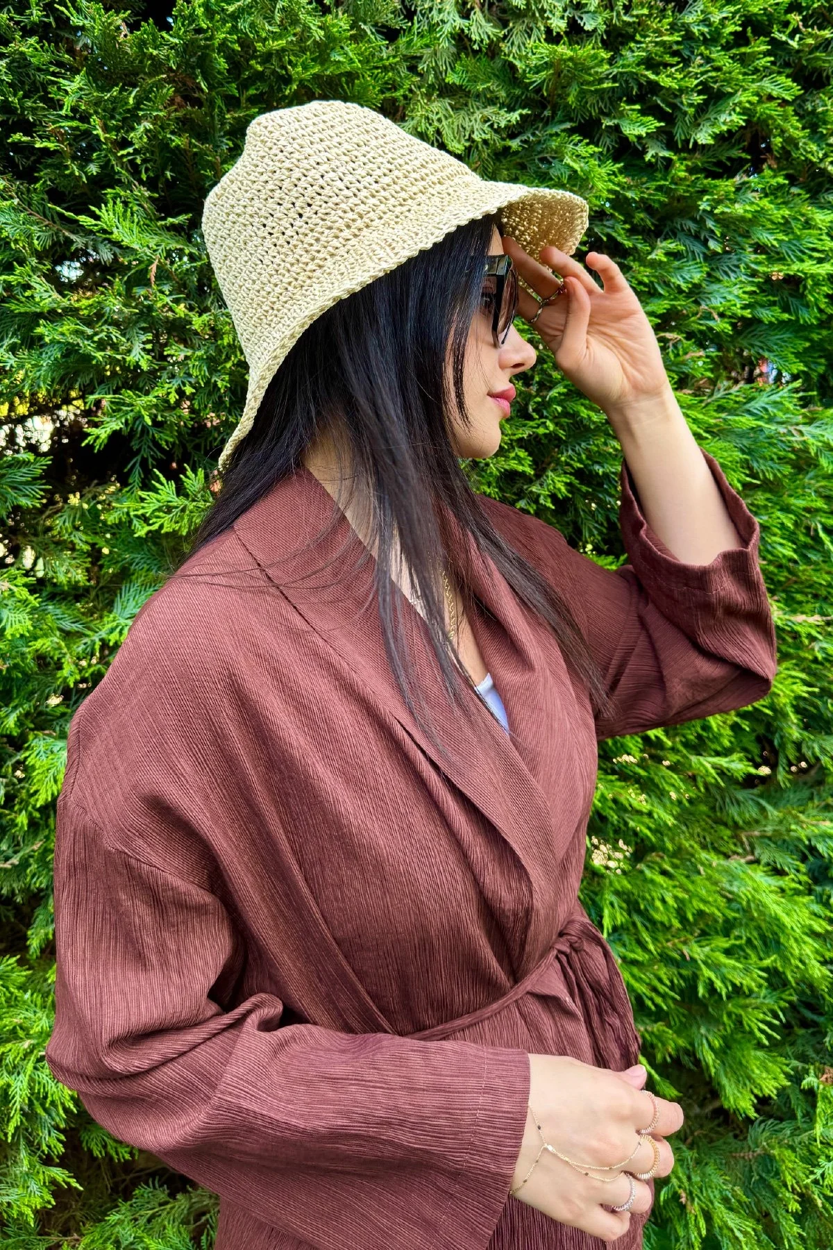 Basic Örgü Bucket Hasır Şapka Bej - 5
