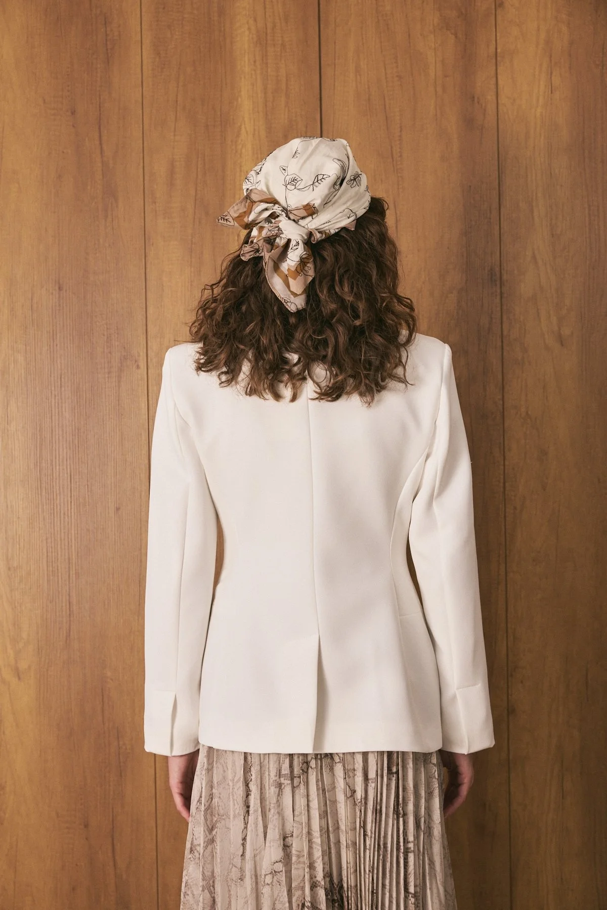 Belden Oturtmalı Premium Blazer Ceket Beyaz - 4