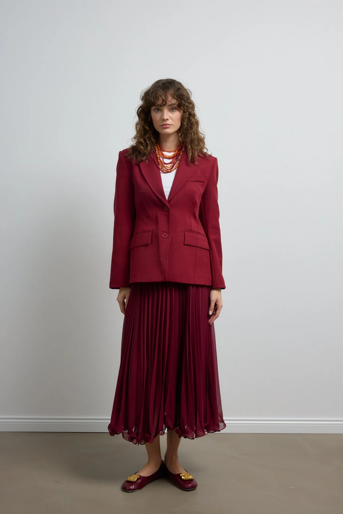 Belden Oturtmalı Premium Blazer Ceket Bordo - 2