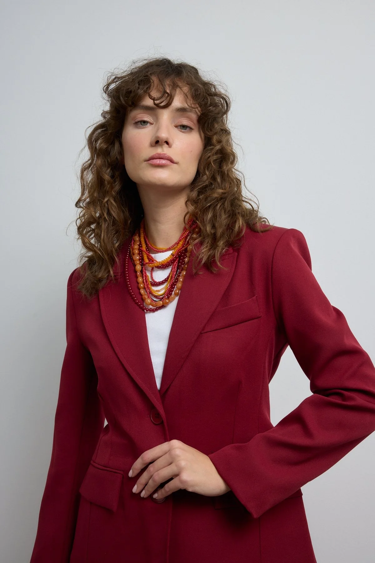 Belden Oturtmalı Premium Blazer Ceket Bordo - 5