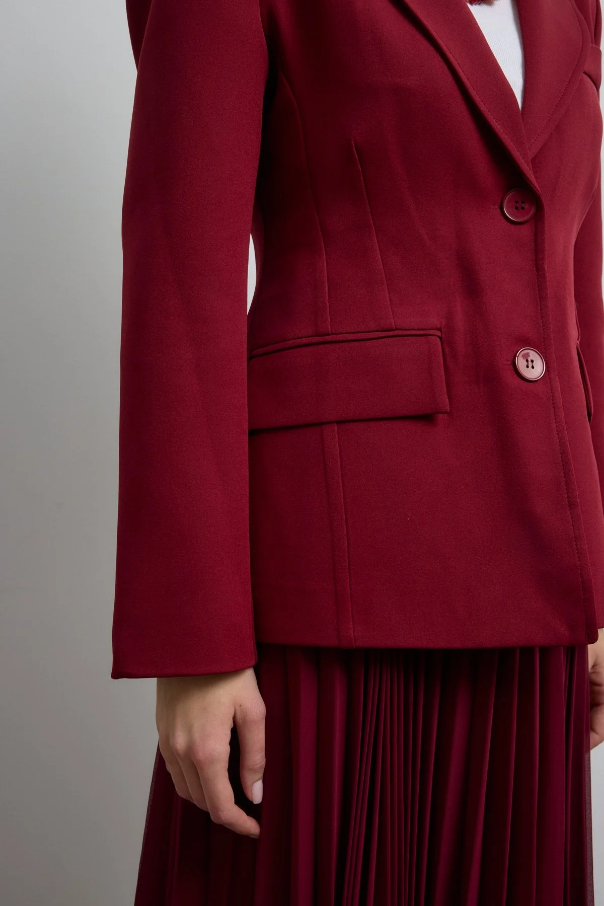 Belden Oturtmalı Premium Blazer Ceket Bordo - 6