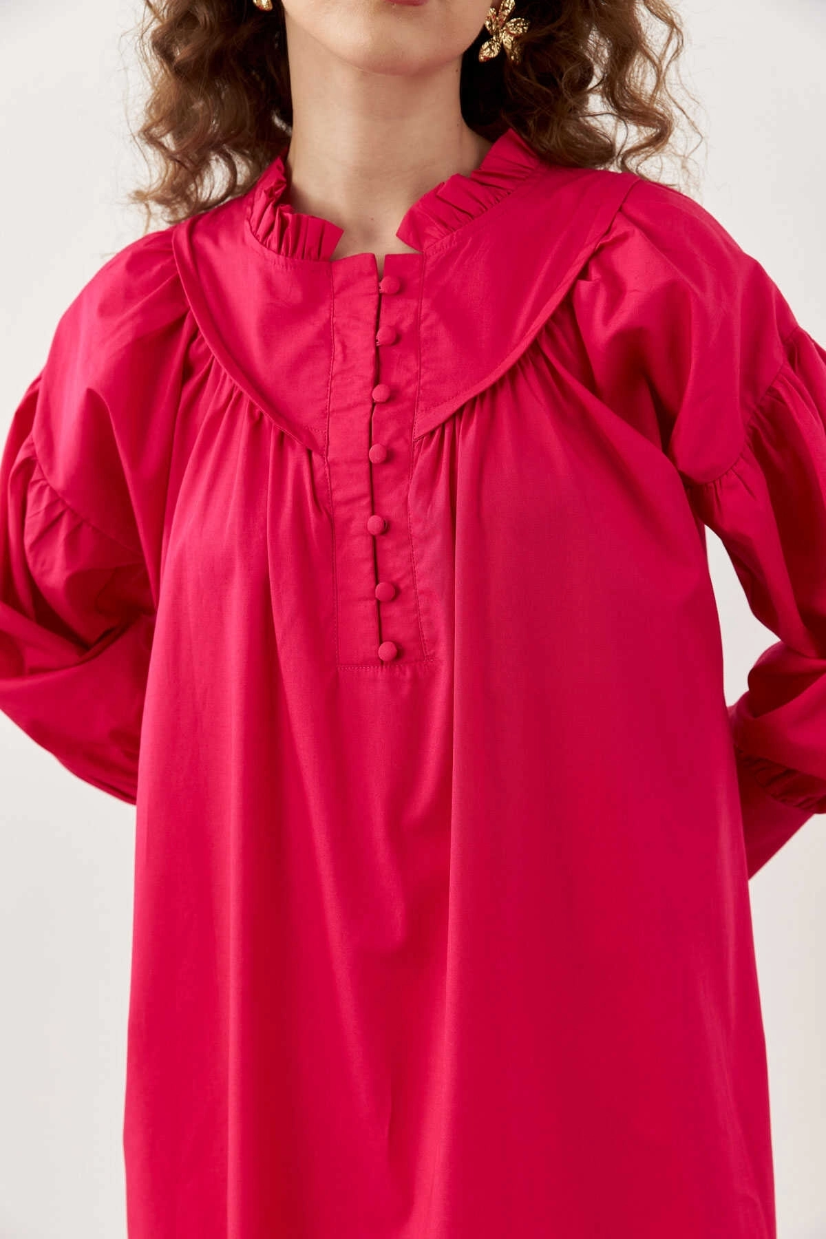 Camellia Poplin Elbise Fuşya - 2