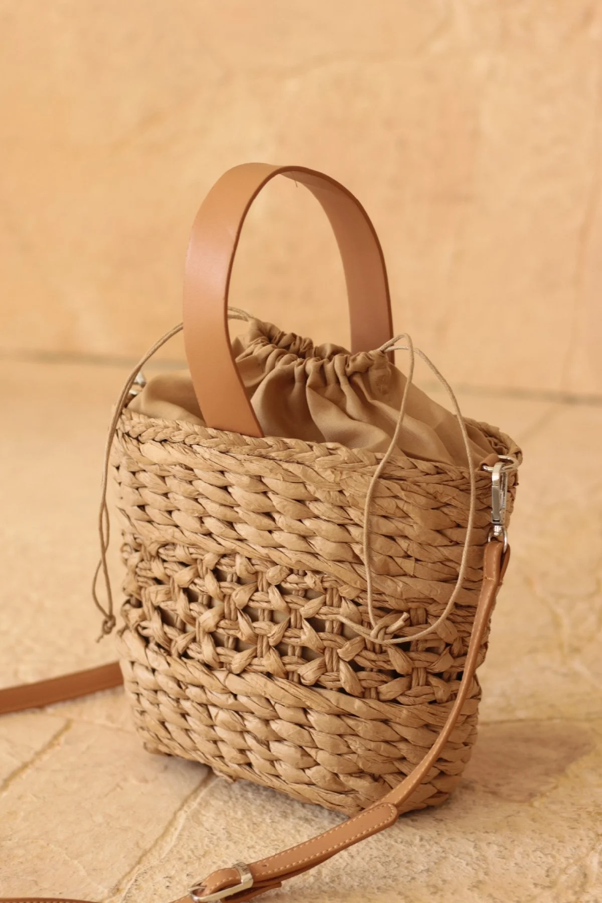 Lumira Hasır Çanta Camel - 4