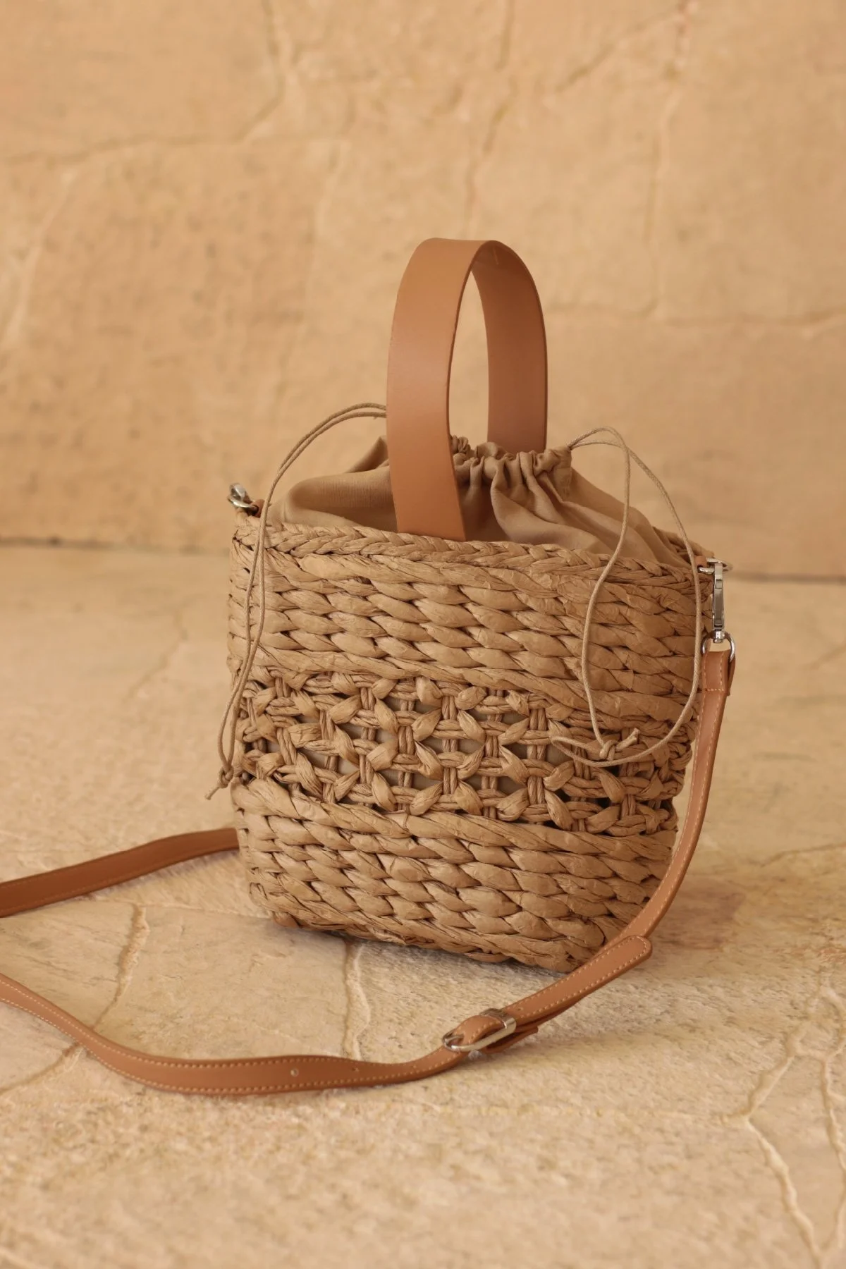 Lumira Hasır Çanta Camel - 3