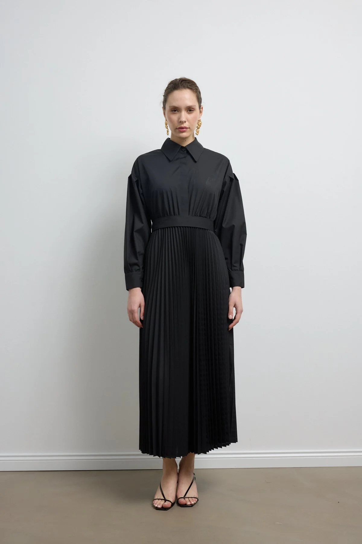 Pilili Poplin Elbise Siyah - 2