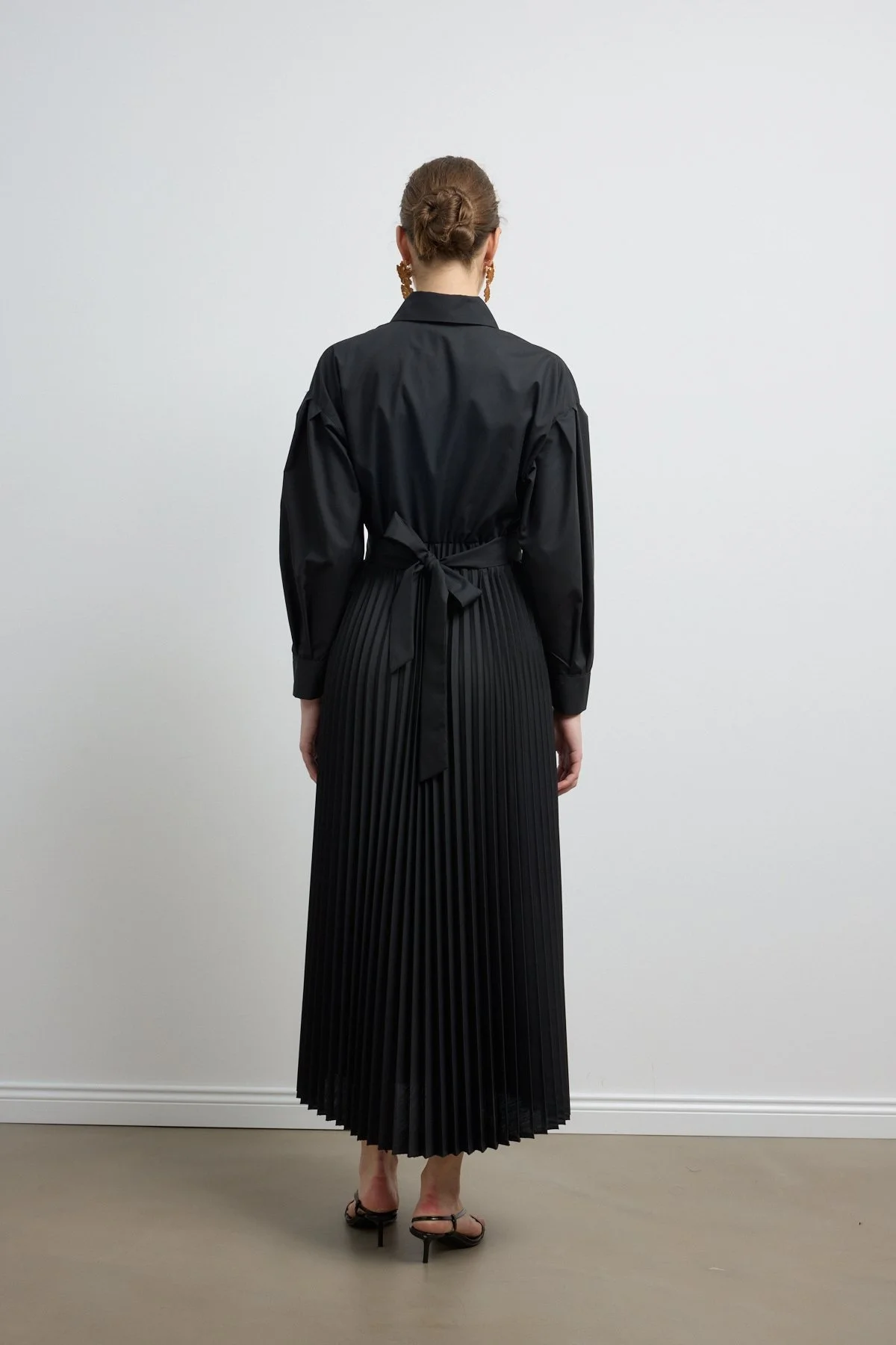 Pilili Poplin Elbise Siyah - 5