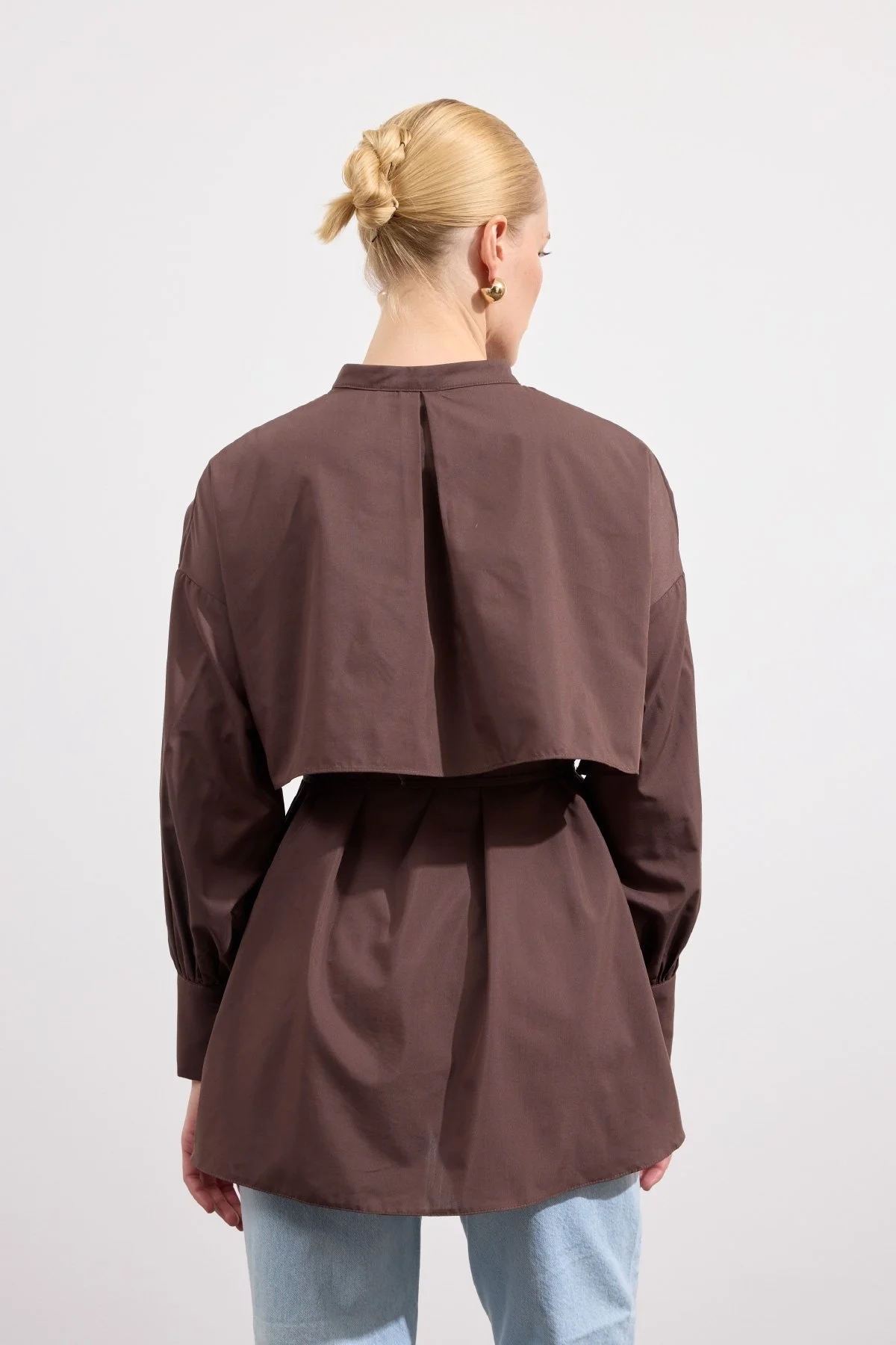 Poplin Trenç Gömlek Acı Kahve - 5