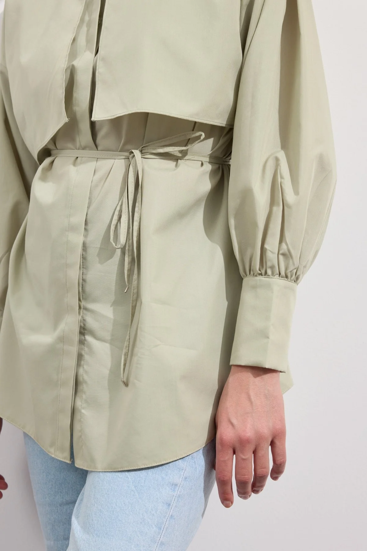 Poplin Trenç Gömlek Çağla Yeşili - 6