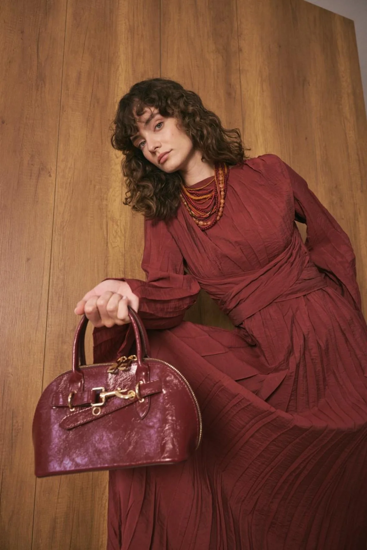 Vintage Baget Çanta Bordo - 1