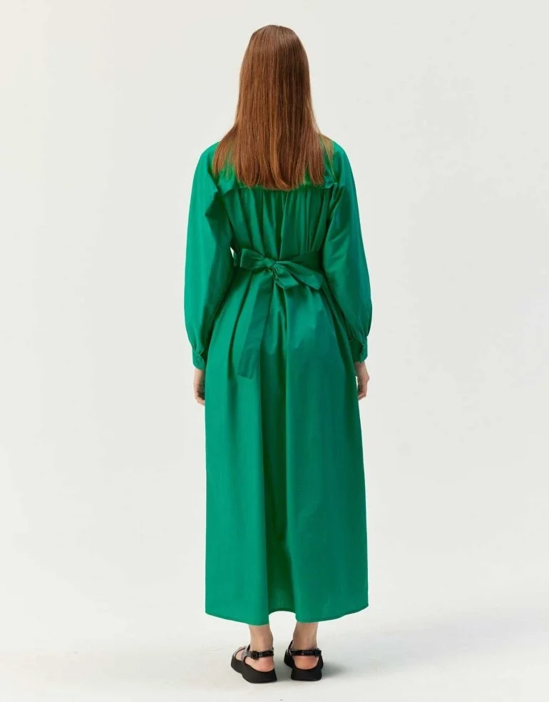 Allerli Poplin Elbise Yeşil - 4