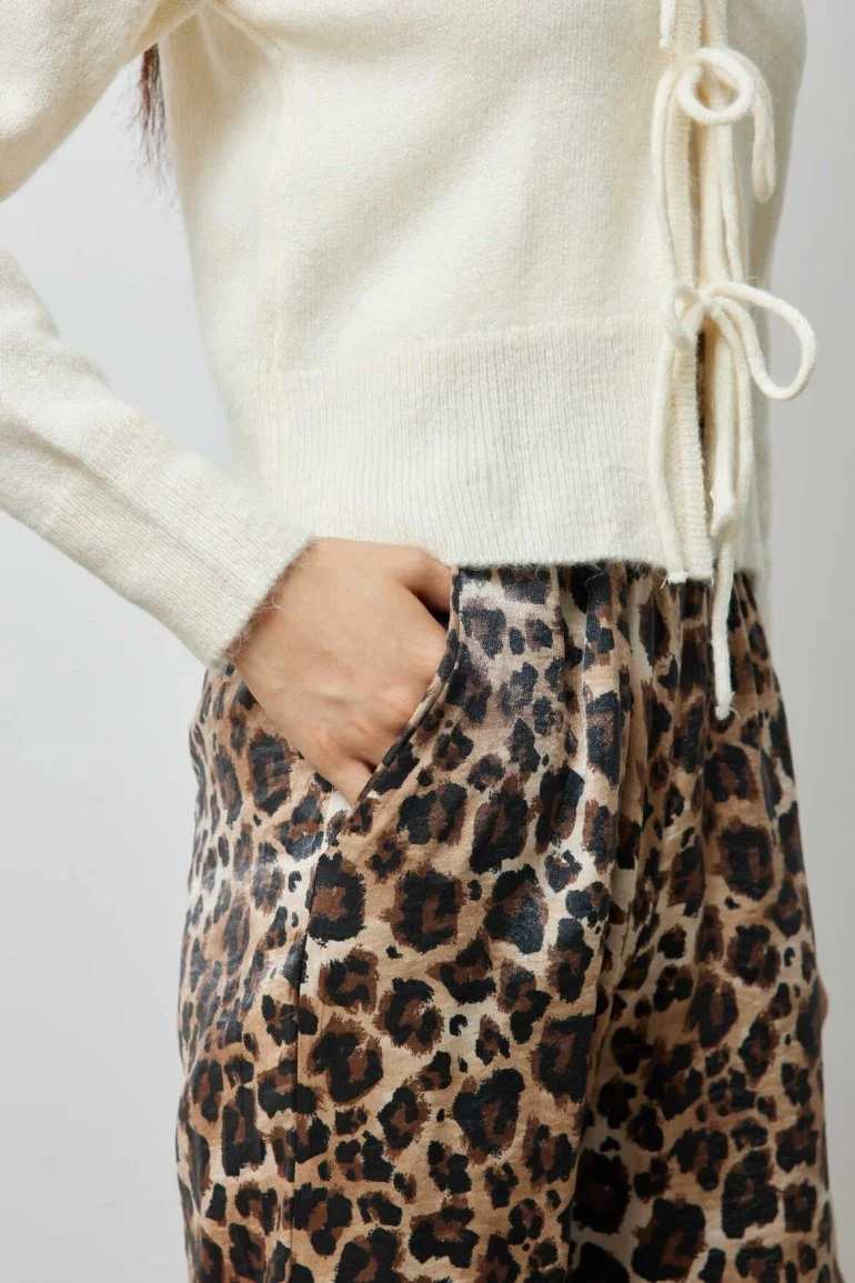 Beli Lastikli Leopar Pantolon Kahve - 3