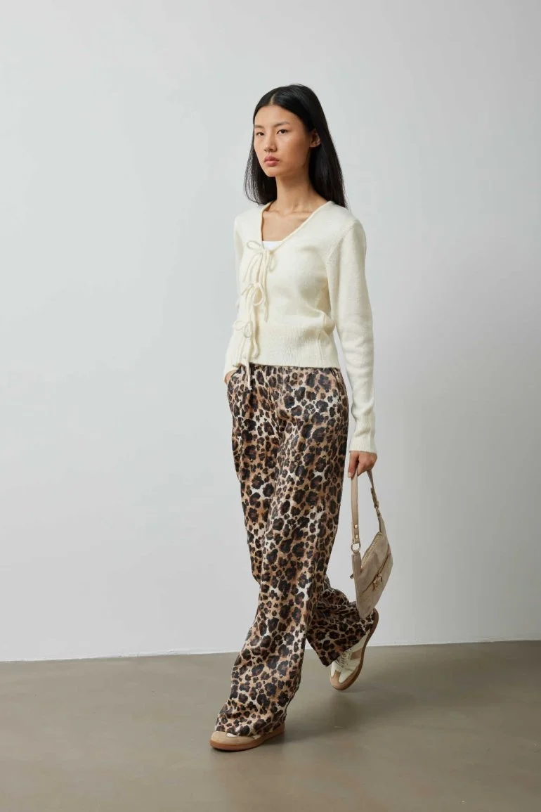 Beli Lastikli Leopar Pantolon Kahve - 2